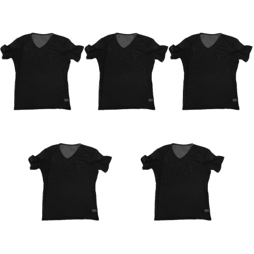 5Pcs Breathable Nylon Men Sweat Proof Undershirts with Underarm Pads 2