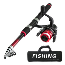 Beginner Fishing Set Including Telescopic Rod Float Baits Metal Hook Connector Fishing Reel Landing Net & Storage Bag