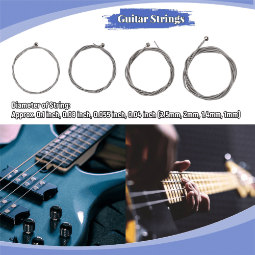 Set of 4 Steel Strings for String Bass Guitar 2