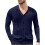 Ανδρικό Μονόχρωμο Πλεκτό Ζακέτα με V-Neck, Σχέδιο Ζακάρ, Μακρυμάνικο Πουλόβερ, 2