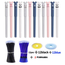 Erasable Gel Pen Set with Cute Cartoon Eraser, 0.5mm Tip, Smooth Writing & Thermal Erasable Design