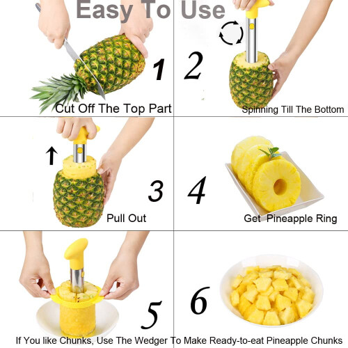 Easy Kitchen Tool Stainless Steel Fruit Pineapple Peeler Corer Slicer Cutter 2