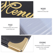1Pc Practical Black Menu Book Folder for Restaurant Use with Slide in Page Holder