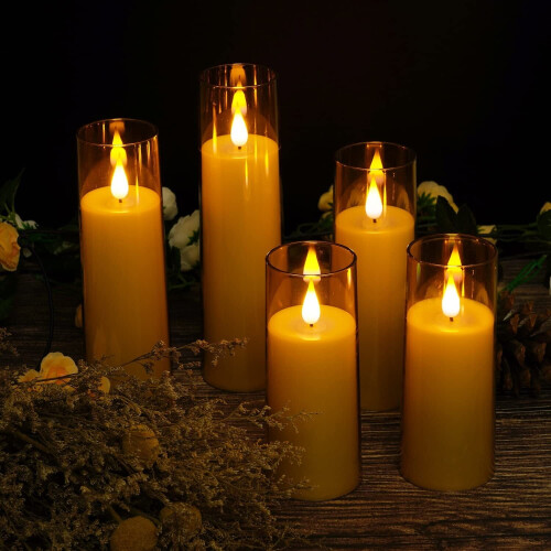 LED Pillar Candles Battery Operated Remote Timer 3D Wick 1