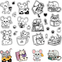 Cat & Mouse Clear Silicone Stamps for Journaling, Card Making, DIY Scrapbooking – Reusable Transparent Seals, Compatible with All Stamp Pads