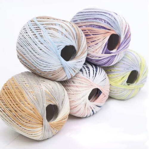 2 Rolls Fine Cotton Yarn Segmental Dyed Silk Thread for Crochet and Knitting Projects Type 9 1
