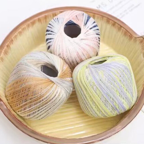 2 Rolls Fine Cotton Yarn Segmental Dyed Silk Thread for Crochet and Knitting Projects Type 9 2
