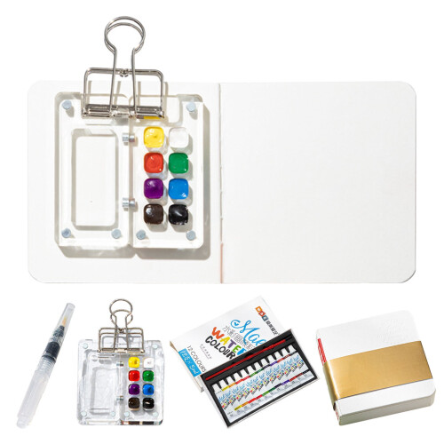 Σετ Ταξιδιού Ακουαρέλας Pocket Artist με Μπλοκ Ζωγραφικής & Πινέλα – Μίνι Ακρυλική 1