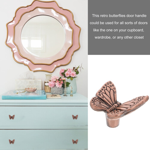 4 Pcs Handle for Door Butterflies Pulls Decorative Cabinet Knobs Red 1