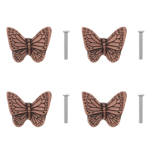 4 Pcs Handle for Door Butterflies Pulls Decorative Cabinet Knobs Red 2