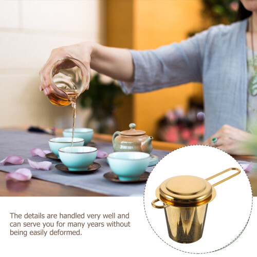 1 stk. rustfri teinfuser i gyldent rustfrit stål med håndtagsdesign 1