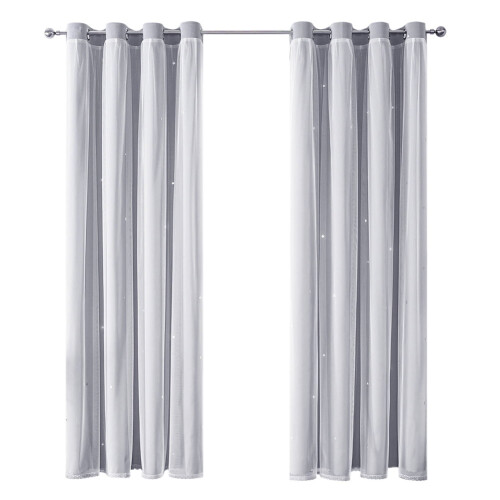 Double-Layer Sheer and Blackout Curtains with Lace Star 2