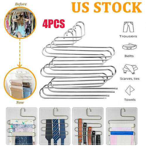 Appendiabiti a 5 strati per pantaloni, jeans, sciarpe e cravatte, organizer per risparmiare spazio 1