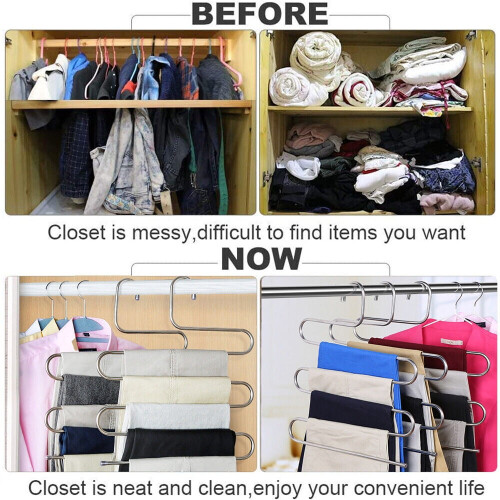 Appendiabiti a 5 strati per pantaloni, jeans, sciarpe e cravatte, organizer per risparmiare spazio 2