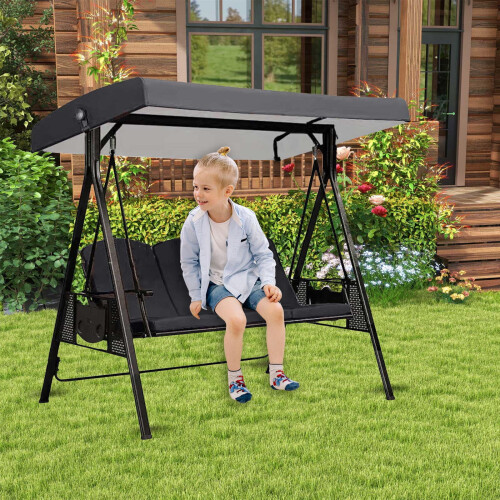 Swing Canopy Replacement Top 3-Seat 210D Waterproof Dark 1