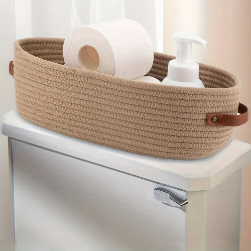 Oval Woven Storage Basket for Bathroom and Desktop 1