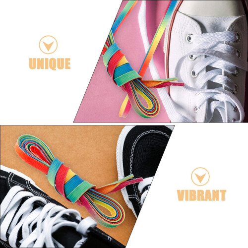 Hockey Colored Laces Flat Shoelaces Polyester Gradient Rainbow 2