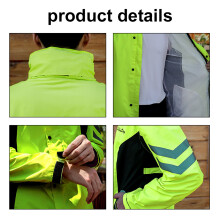 Rainproof Cycle Raincoat & Pants Set for Women Men, Reflective Green, Lightweight, Windbreaker L