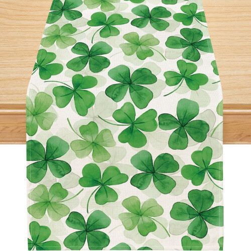Shamrock St. Patrick's Day table runner 13x47.24 in 1