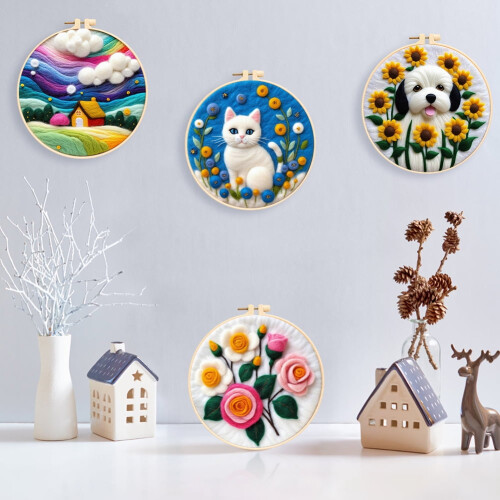 DIY Needle Felting Kit Beginner-Friendly Wool Painting Craft Set Type 4 1