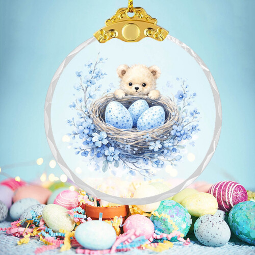 Golden Easter Flat Glass Ornament for Hanging – Spring 1