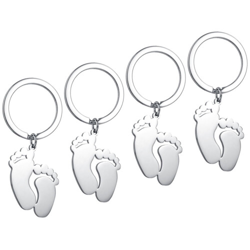 Baby Footprint Keychain Silver 4 pcs 5.5x2 cm 2