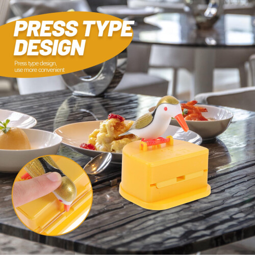1Set Cartoon Bird Shape Plastic Toothpick Holder Press-Type Toothpick Dispenser for Kitchen Use 2