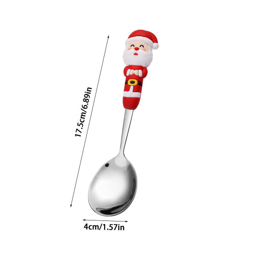 Julebestiksæt i rustfrit stål dessertskeer og 1