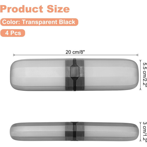 uxcell4pcs Διαφανείς μαύρες θήκες οδοντόβουρτσας ταξιδιού – Φορητά πλαστικά 1