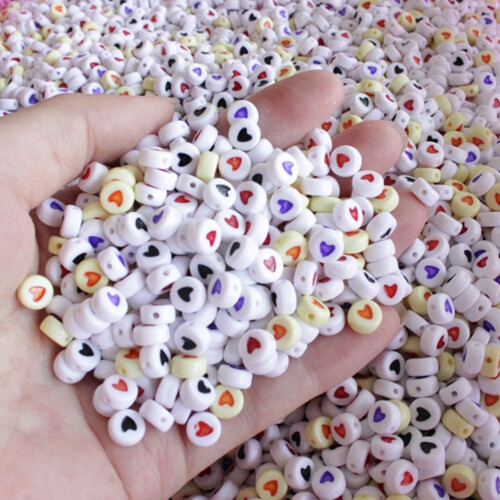 Acrylic Letter Beads Round 1200 pcs Engraved Heart Mixed 2