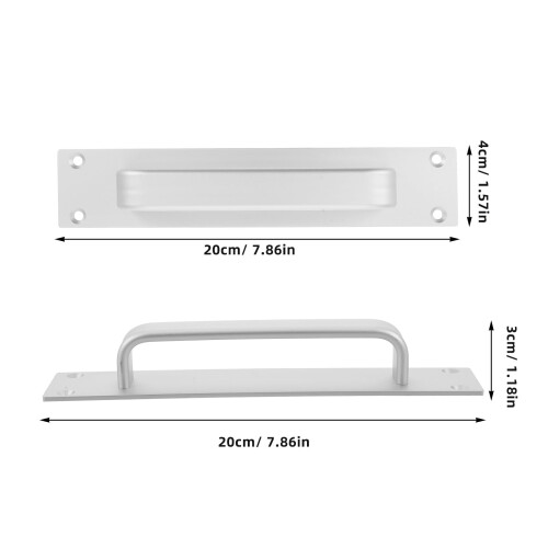 Skydedørshåndtag i aluminium, sølv, 1-pak 1