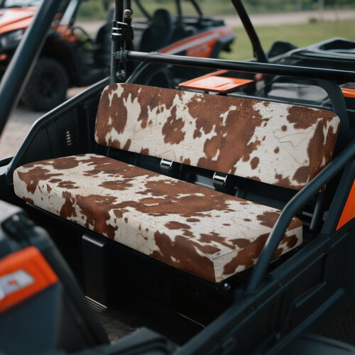 UTV Seat Covers Brown Cow Print Polyester 2-Piece 2