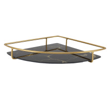 Triangle Bath Tray Iron+Glass Black 11.8x8.7x1.6in