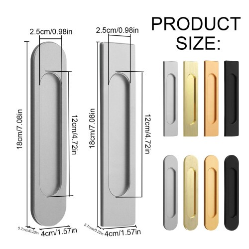 Recessed Finger Flush Pulls for Sliding Doors, Pocket Doors, Barn Doors – Compatible with 7.1"x1.5", Black, 1PC 2