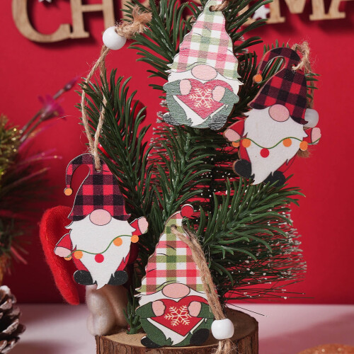 12-teiliges Set hölzerner Weihnachtsanhänger 1