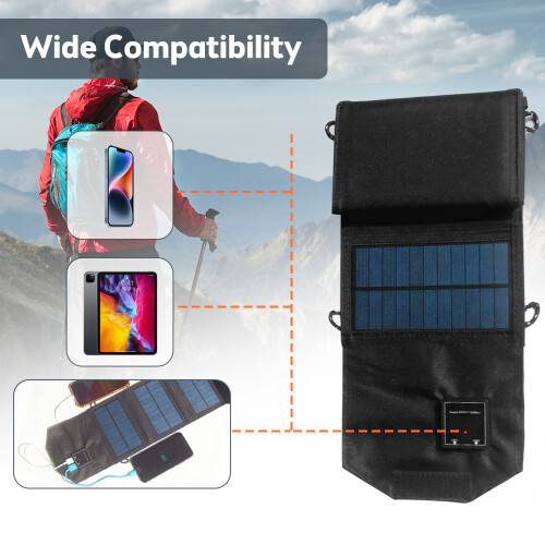 12W Portable Foldable Solar Panel Charger with Dual USB Waterproof for Camping 1