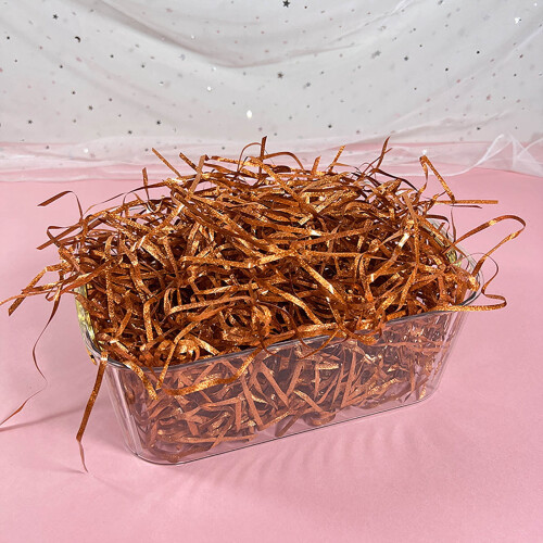 100g λαμπερό χρυσό μετάξι Rafia Grass Crinkle Cut κομμάτια χαρτιού για γέμιση κουτιού δώρου 2