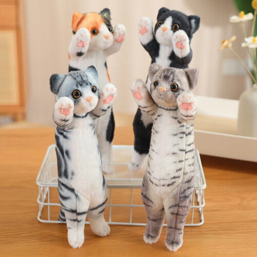 Plush Standing Cat Doll Beige-Brown 9.85 In 2