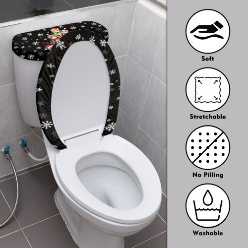 WC-Sitzbezüge Set Stretch Schneeflocken Katzen 2-teilig 2