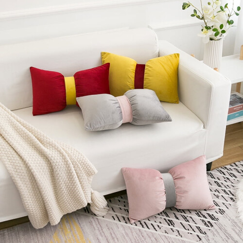 Pink bow-shaped pillow soft decorative throw pillow 30x50 cm 1