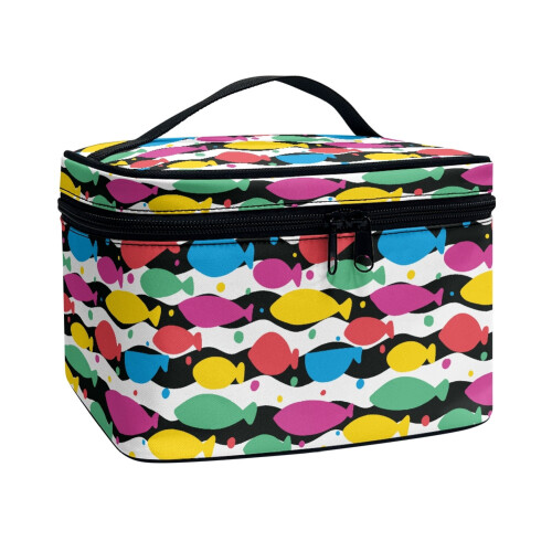Cosmetica-organizer tas met visstreepdesign, 1 stuk 1