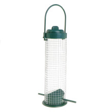 HYROOY Hangende Vogelvoeder met Zitstok, Metalen Gaasbuis, Vetbol- en Fruitvoeder voor Vogels, Tuin, Terras, Buiten, Draad + Kunststof