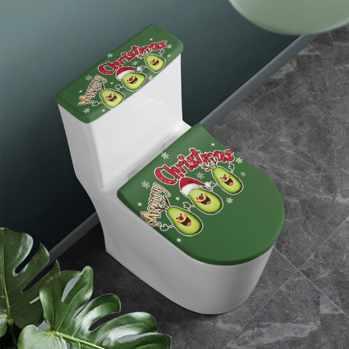 Toiletbetræk med avocadomønster i polyester, 2 dele 1
