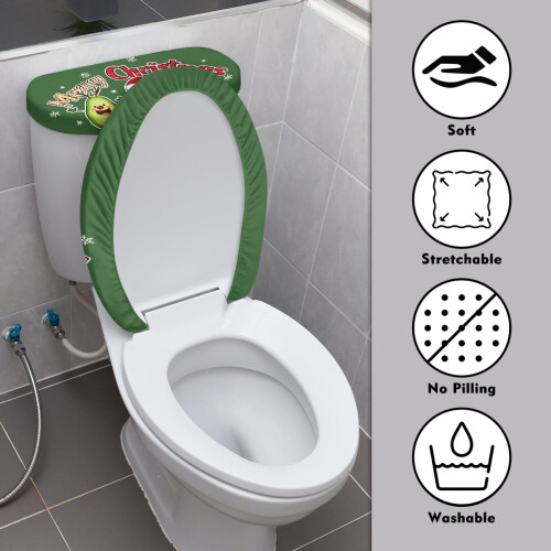 Toiletbetræk med avocadomønster i polyester, 2 dele 2