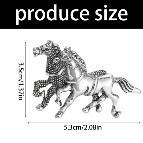 Broche vintage de metal con dos caballos corriendo 2