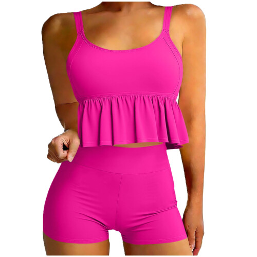 Bikini da donna a due pezzi con top a fascia e boxer 1
