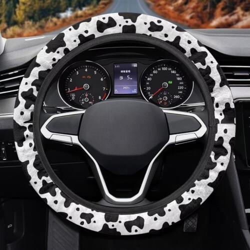 Cow Print Steering Wheel Cover 15 Inch 1