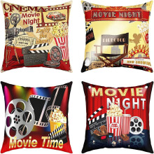 Kino-Deko-Kissenbezüge, 45 x 45 cm, 4er-Set, weiche Kino-Kissenbezüge für Couch, Sofa, Garten – kompatibel mit Standardkissen