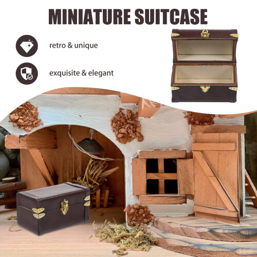 Mini House Suitcase Miniature Luggage Vintage Suitcases Brown 1