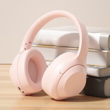AuroraX Over-Ear Wireless Gaming Headphones, ANC Bluetooth with Mic, USB Charging, Foldable & Sweat Resistant (Pink)